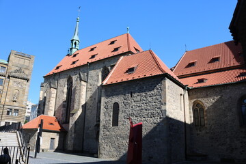 Medieval Church of the St. agnes convent (Anežský klášter) against the blue sky on a hot day