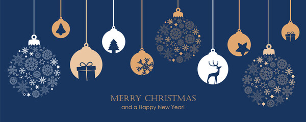 merry christmas card with hanging ball decoratoin © krissikunterbunt