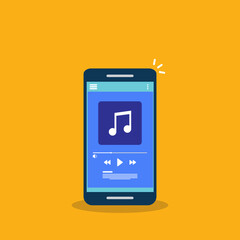 Media player. Mobile music player vector icon illustration flat design.