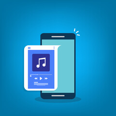 Media player. Mobile music player vector icon illustration flat design.