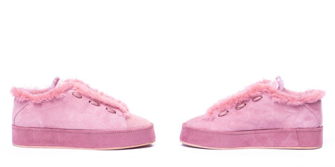 Women's pink boots with fur..