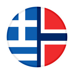 Obraz premium round icon with greece and norway flags. vector illustration isolated on white background
