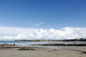 Town of Saint-Malo, a touristic icon in Brittany, seascape