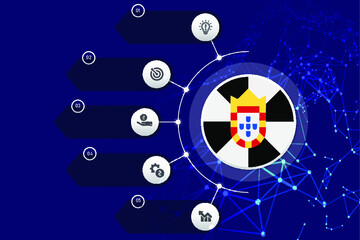 Ceuta circle flag with business infographic flat