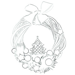 Christmas wreath coloring book