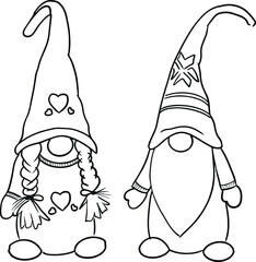 Couple of cute gnomes coloring book