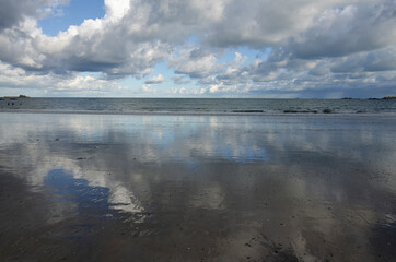 Town of Saint-Malo, a touristic icon in Brittany, seascape