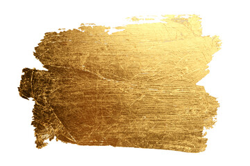 Grunge Gold and bronze glitter color smear painting on white. Abstract glow shiny background.
