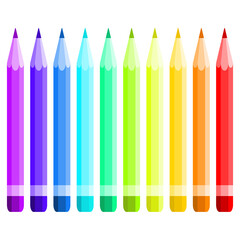 Set of colored pencils vector illustration. Isolated on white background