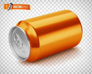 Vector realistic illustration of a orange soda can on a transparent background.