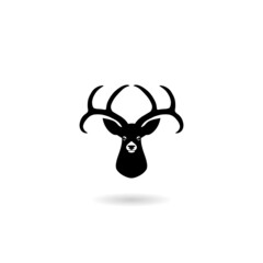 Deer head design icon with shadow