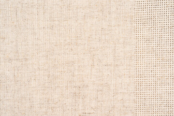 Fototapeta na wymiar Natural beige linen texture as background with border for background or design recipe or menu concept