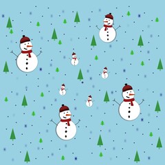 christmas background with snowman