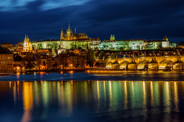Fototapeta na wymiar Panoramic view of Prague Castle across the Vltava, Czech Republic.