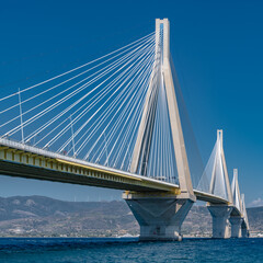 Fototapeta na wymiar High spans of cable-stayed bridge
