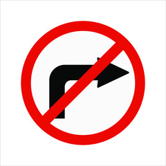 No Right Turn Road Traffic Sign Isolated Vector