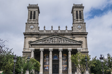 Fototapeta na wymiar Church of Saint-Vincent-de-Paul (Eglise Saint-Vincent de Paul, 1824 - 1844) dedicated to Saint Vincent de Paul. Paris, France.