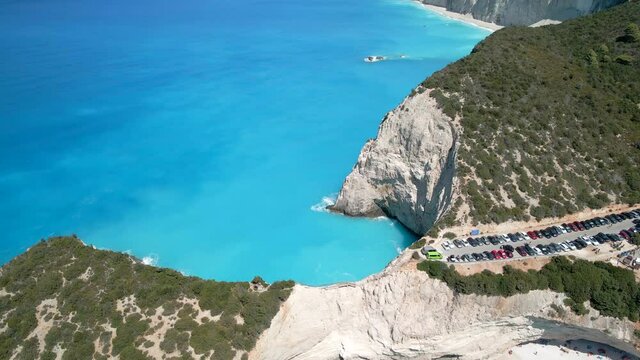 aerial view of porto katsiki beach greece vacation