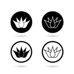 Lotus flower set icon with shadow isolated on white background