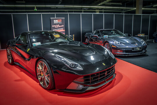 Aston Martin cars exhibited on Warsaw motor show. 