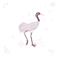 crane bird cartoon vector illustration