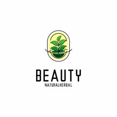 herbal logo illustration vector, green leaf vector