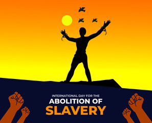 International Day for the Abolition of Slavery. December 2. Hand with Chain and background. Template for banner, card, poster. Vector illustration.