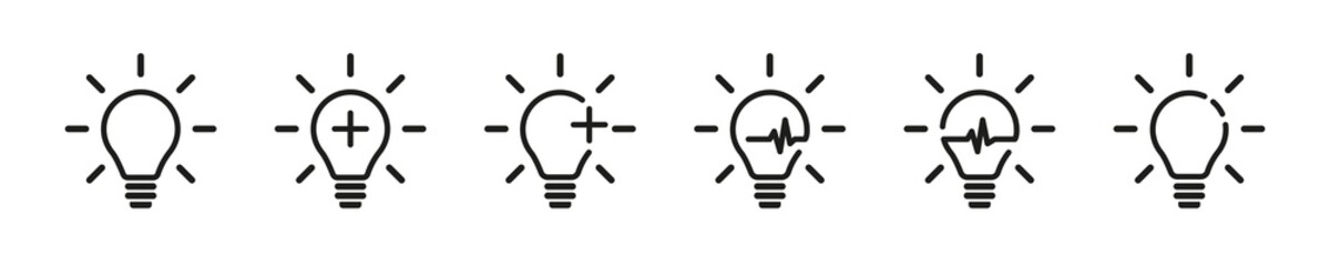 Light bulb idea icon. Lamp lightbulb vector sign. Isolated idea lamp bulb line simple creative symbol.