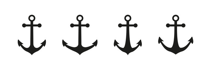 Anchor icon vector set. Marine nautical symbol isolated on white background. Tattoo anchor sign.