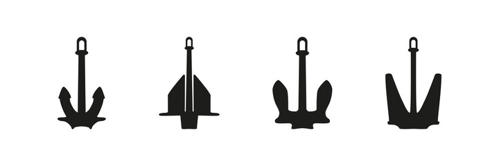 Anchor icon vector set. Marine nautical symbol isolated on white background. Tattoo anchor sign.