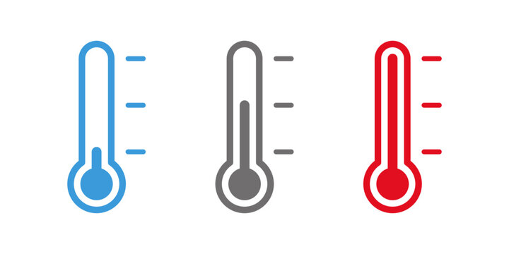 Temperature icon. Thermometer isolated vector sign. High low temperature symbol. Hot cold measurement heat cold icon on white background.