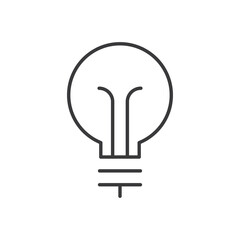 Electric lamp icon. Symbol of idea, solution, innovation and creativity. Linear vector sign.