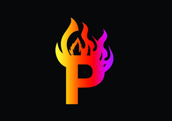 Fire P Letter Logo And Icon Design Template