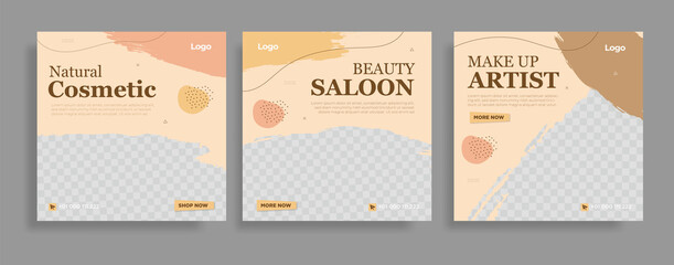 Beauty Center Makeup Social media post Banner Square Flyer Template Design