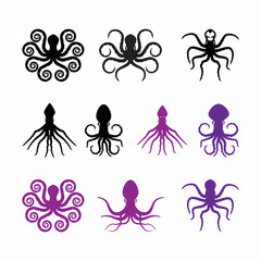 Silhouette Octopus vector template. Octopus vector illustration