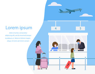 Covid Travel Airport Plane People Tourist Check in