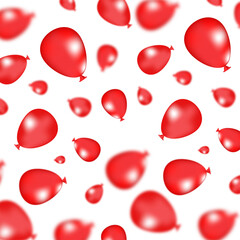 Red gradient blurred balloons different sizes on white background. Black friday sales and social poster concept