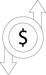 big data icon         coins and dollar