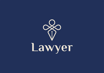 fountain pen shaped line outline logo for law firms. Vector illustration template.
