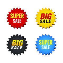 Super Sale, banner, template, design, Big sale, Red, Yellow, Black, Blue Vector illustration, EPS