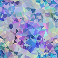 Seamless iridescent triangle pattern for surface pattern print. High quality illustration. Blue and purple holographic vivid trendy swatch. Funky contemporary graphic tile for background or textile.