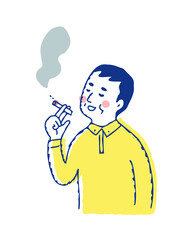 美味しそうにタバコを吸う男性