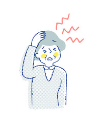 頭痛で困っているシニア女性