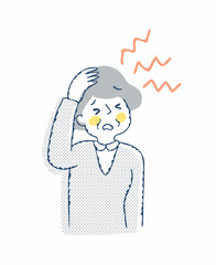 頭痛で困っているシニア女性