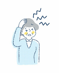 頭痛で困っているシニア女性