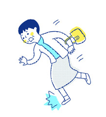 歩行中につまずくシニア女性