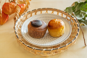 秋の洋菓子　モンブランとスイートポテト