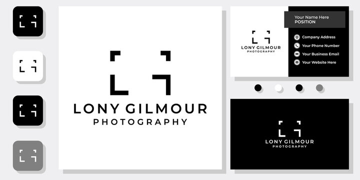 Initial letter LG camera photography industry with business card template.