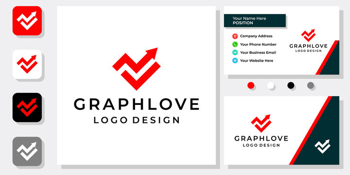 Heart symbol logo and marketing graphic with modern business card.
EPS 10, Vector.