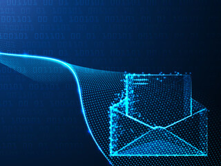 2d illustration opened mail with background